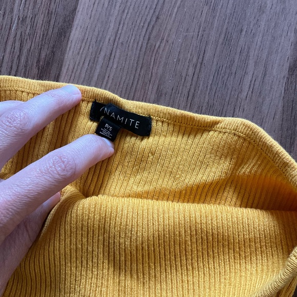 Dynamite Yellow Ribbed Tube Top - Picture 3 of 3